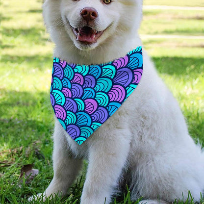 Teal Pink Mermaid Scales Pattern Print Over The Collar Dog Bandana