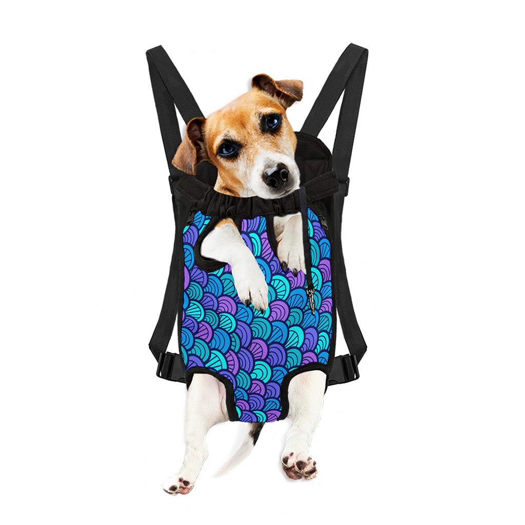 Teal Pink Mermaid Scales Pattern Print Pet Carrier Backpack