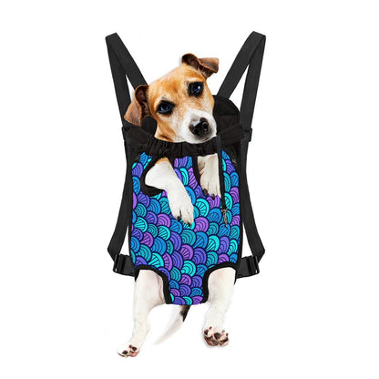 Teal Pink Mermaid Scales Pattern Print Pet Carrier Backpack