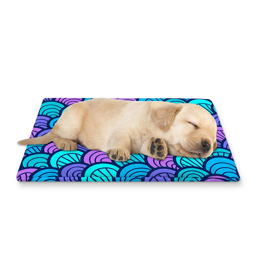 Teal Pink Mermaid Scales Pattern Print Pet Cooling Mat Cover