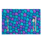 Teal Pink Mermaid Scales Pattern Print Placemat