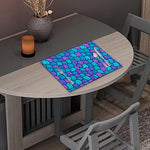 Teal Pink Mermaid Scales Pattern Print Placemat