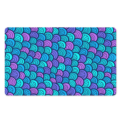Teal Pink Mermaid Scales Pattern Print Polyester Doormat