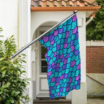 Teal Pink Mermaid Scales Pattern Print Polyester Flag