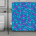 Teal Pink Mermaid Scales Pattern Print Polyester Shower Curtain