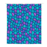 Teal Pink Mermaid Scales Pattern Print Polyester Shower Curtain