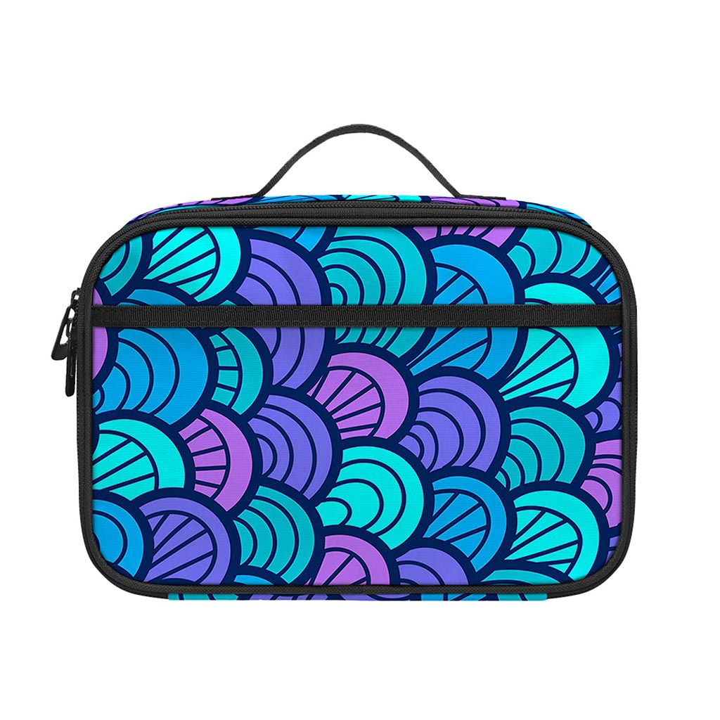 Teal Pink Mermaid Scales Pattern Print Portable Lunch Bag