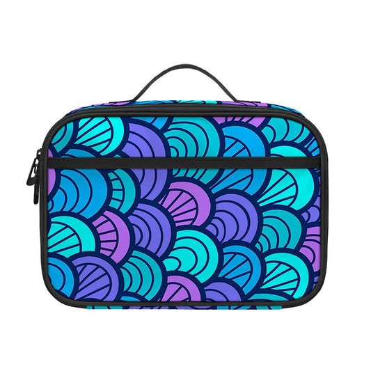 Teal Pink Mermaid Scales Pattern Print Portable Lunch Bag