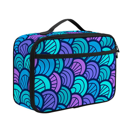 Teal Pink Mermaid Scales Pattern Print Portable Lunch Bag