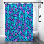 Teal Pink Mermaid Scales Pattern Print Premium Shower Curtain