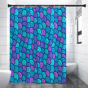 Teal Pink Mermaid Scales Pattern Print Premium Shower Curtain