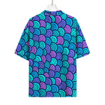 Teal Pink Mermaid Scales Pattern Print Rayon Hawaiian Shirt