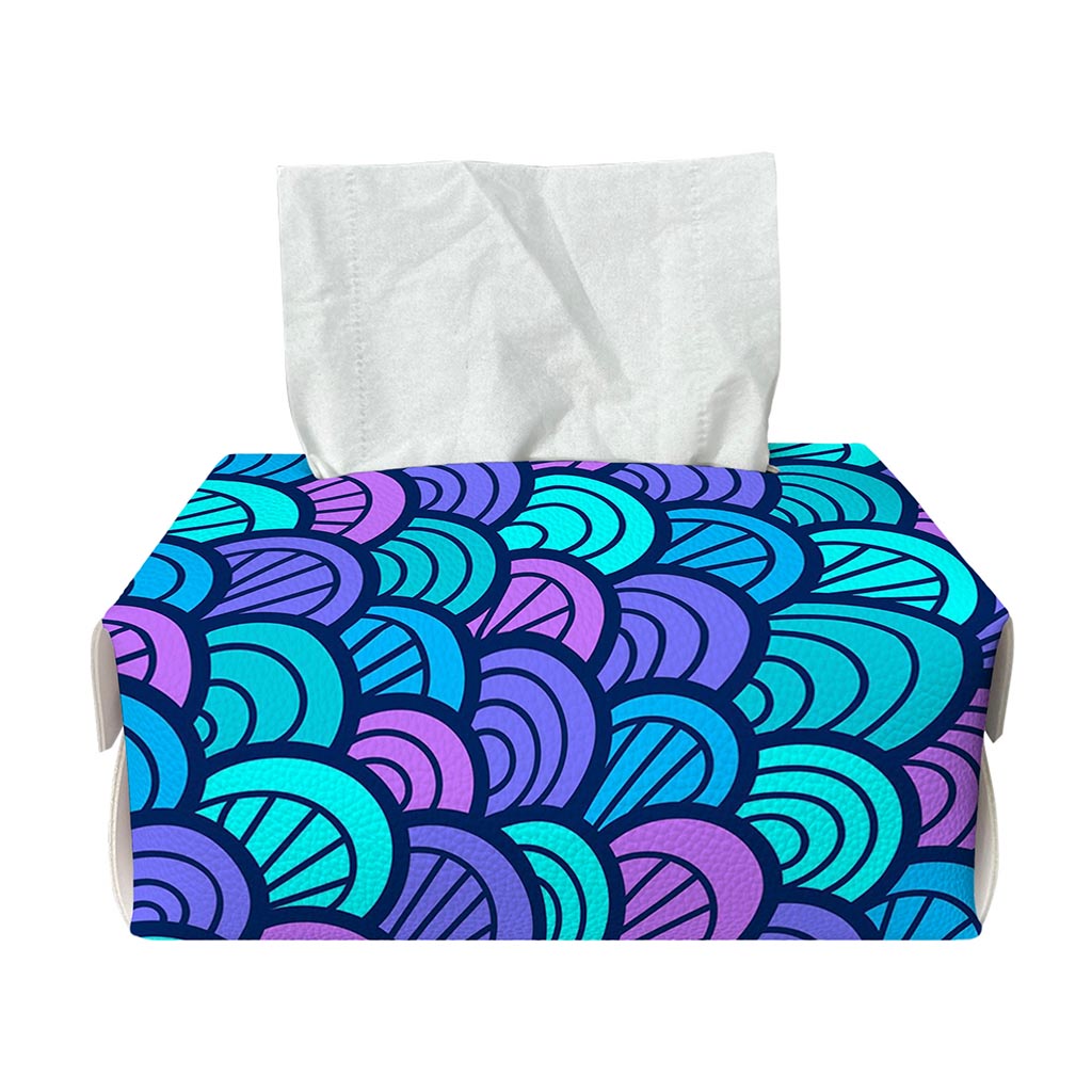 Teal Pink Mermaid Scales Pattern Print Rectangle Tissue Box Cover