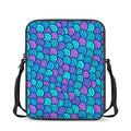Teal Pink Mermaid Scales Pattern Print Rectangular Crossbody Bag