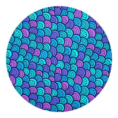 Teal Pink Mermaid Scales Pattern Print Round Blanket