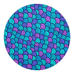 Teal Pink Mermaid Scales Pattern Print Round Blanket