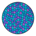 Teal Pink Mermaid Scales Pattern Print Round Floor Mat