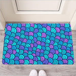 Teal Pink Mermaid Scales Pattern Print Rubber Doormat