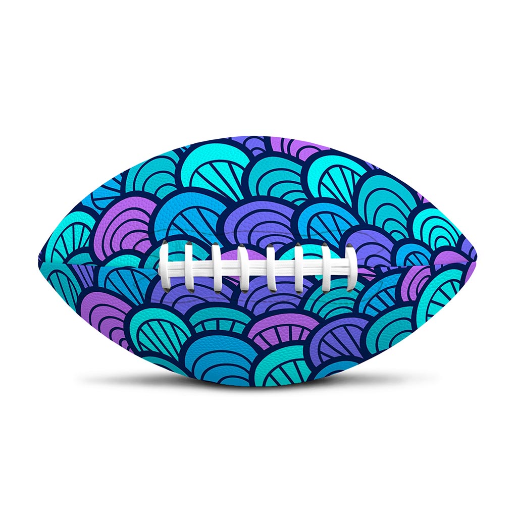 Teal Pink Mermaid Scales Pattern Print Rugby Ball