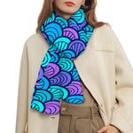 Teal Pink Mermaid Scales Pattern Print Scarf