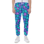 Teal Pink Mermaid Scales Pattern Print Scuba Joggers