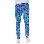 Teal Pink Mermaid Scales Pattern Print Scuba Joggers