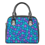 Teal Pink Mermaid Scales Pattern Print Shoulder Handbag