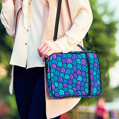 Teal Pink Mermaid Scales Pattern Print Shoulder Strap Bible Bag
