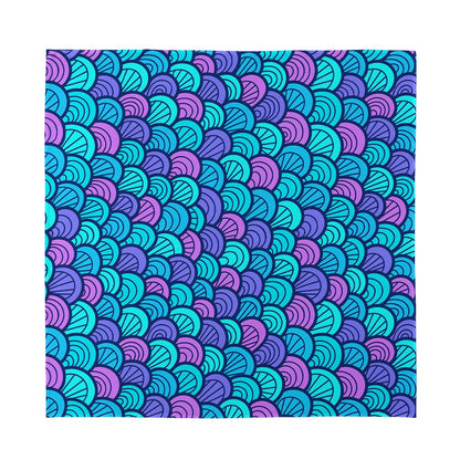 Teal Pink Mermaid Scales Pattern Print Silk Bandana