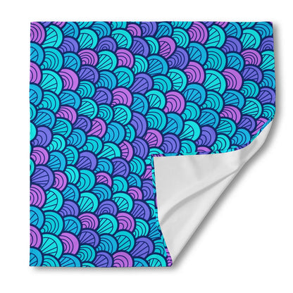 Teal Pink Mermaid Scales Pattern Print Silk Bandana