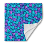 Teal Pink Mermaid Scales Pattern Print Silk Bandana