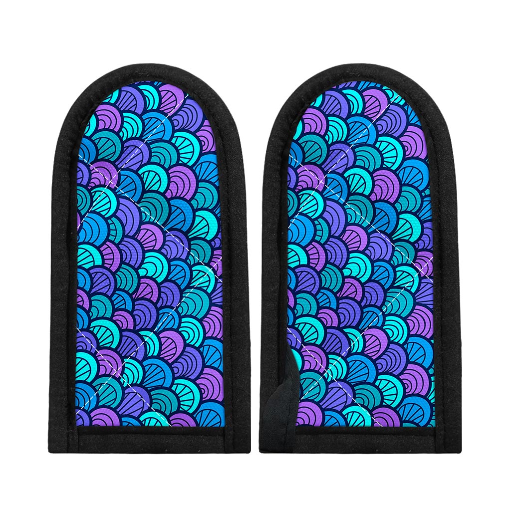 Teal Pink Mermaid Scales Pattern Print Skillet Handle Cover