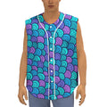 Teal Pink Mermaid Scales Pattern Print Sleeveless Baseball Jersey