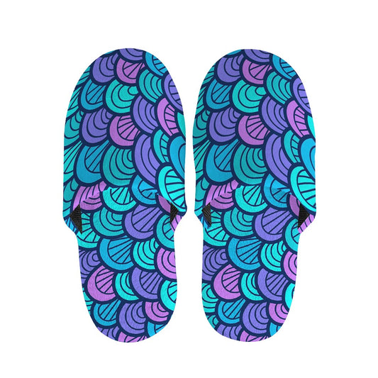 Teal Pink Mermaid Scales Pattern Print Slippers