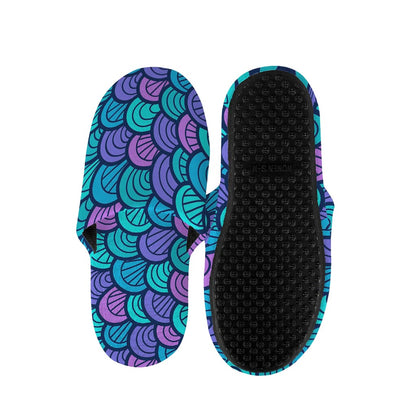 Teal Pink Mermaid Scales Pattern Print Slippers