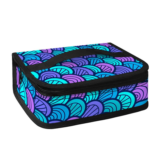 Teal Pink Mermaid Scales Pattern Print Small Lunch Bag