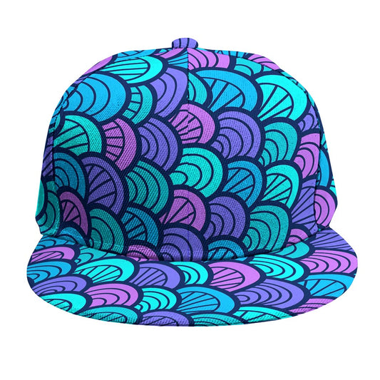 Teal Pink Mermaid Scales Pattern Print Snapback Cap
