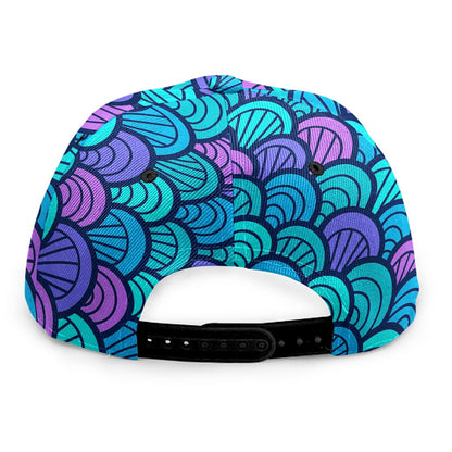 Teal Pink Mermaid Scales Pattern Print Snapback Cap