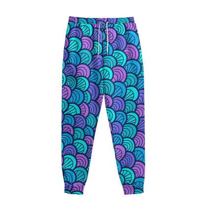Teal Pink Mermaid Scales Pattern Print Sweatpants
