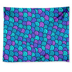 Teal Pink Mermaid Scales Pattern Print Tapestry