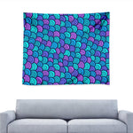Teal Pink Mermaid Scales Pattern Print Tapestry
