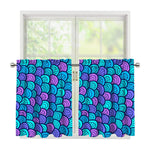 Teal Pink Mermaid Scales Pattern Print Tier Curtains