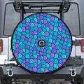Teal Pink Mermaid Scales Pattern Print Tire Cover With Camera Hole