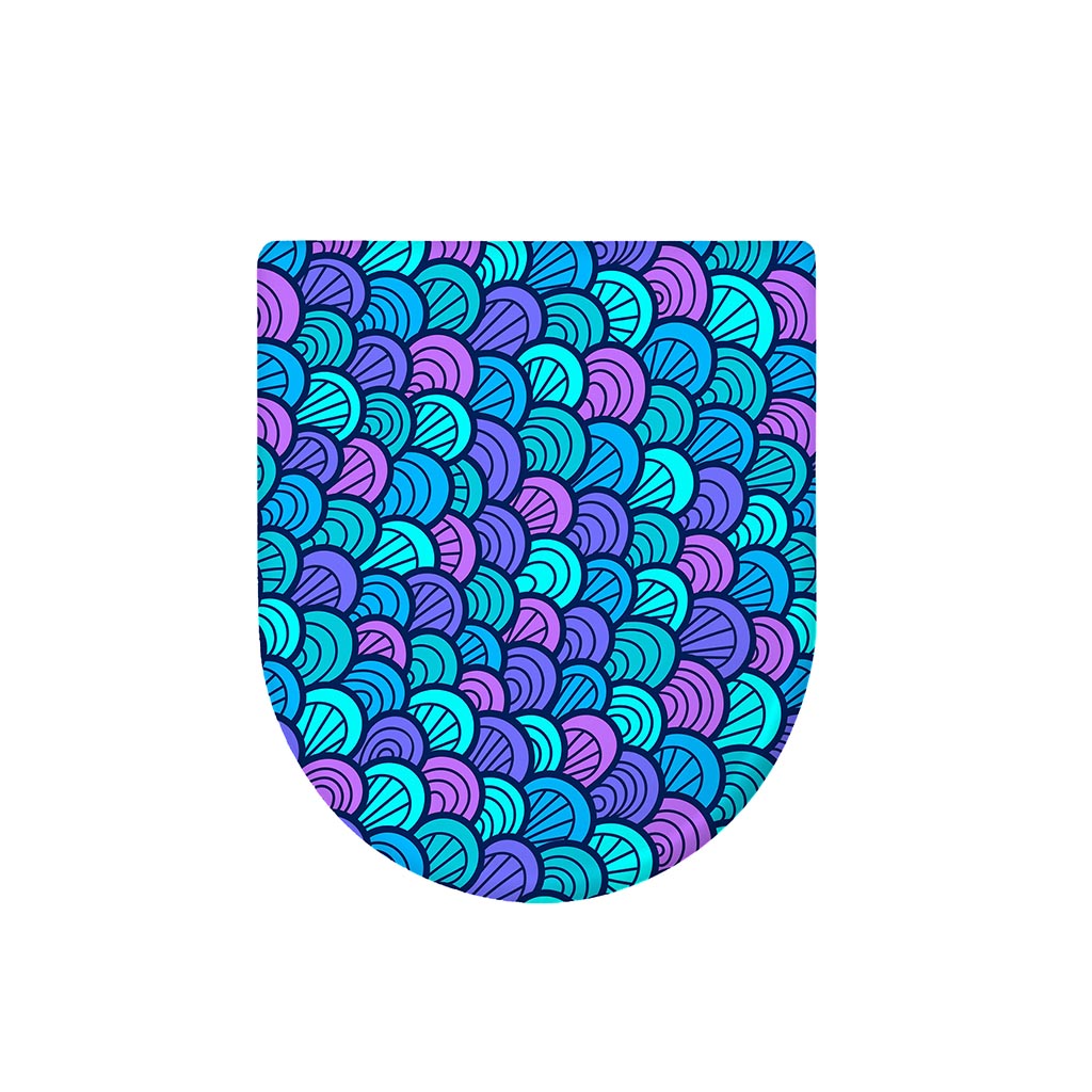 Teal Pink Mermaid Scales Pattern Print Toilet Lid Cover