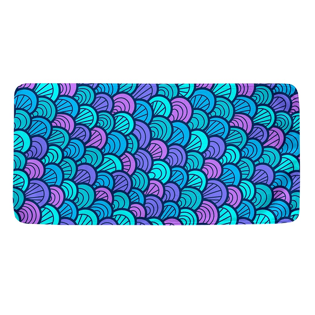 Teal Pink Mermaid Scales Pattern Print Towel
