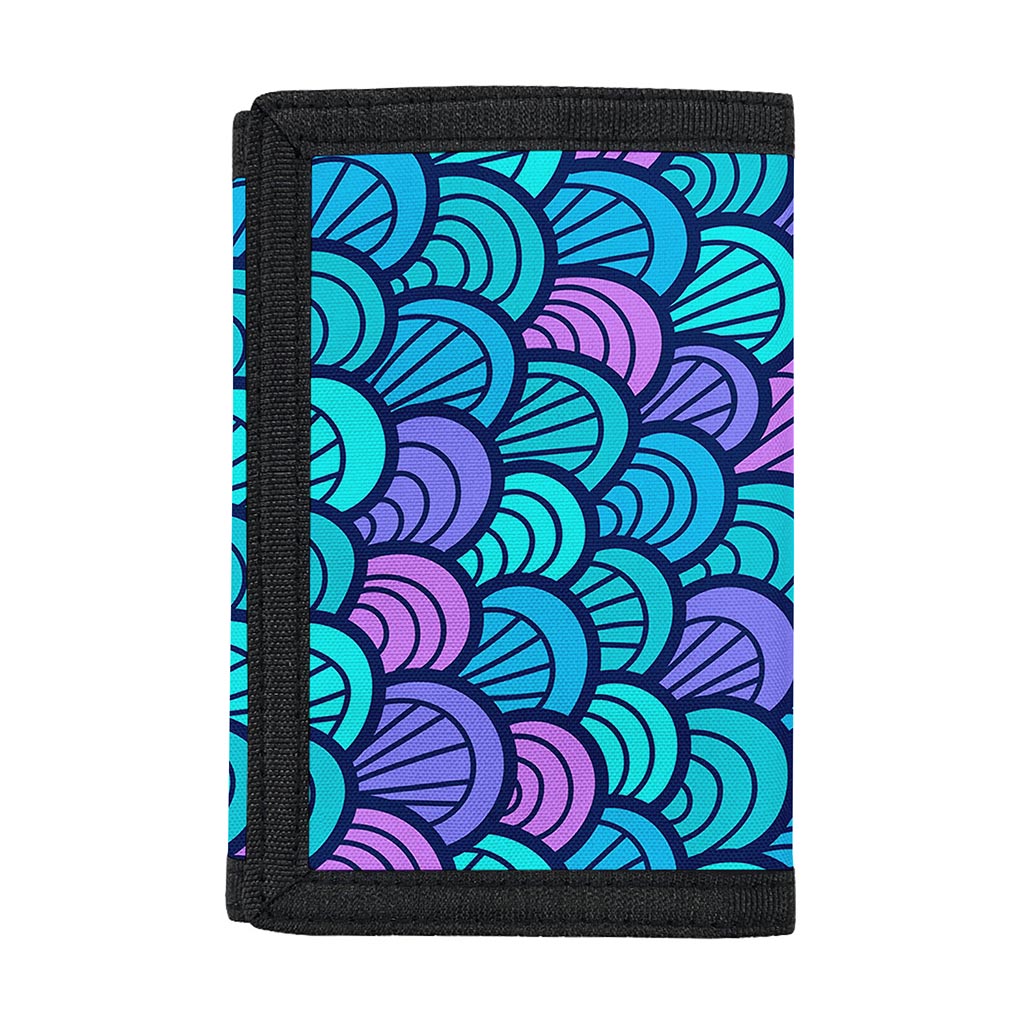 Teal Pink Mermaid Scales Pattern Print Trifold Wallet