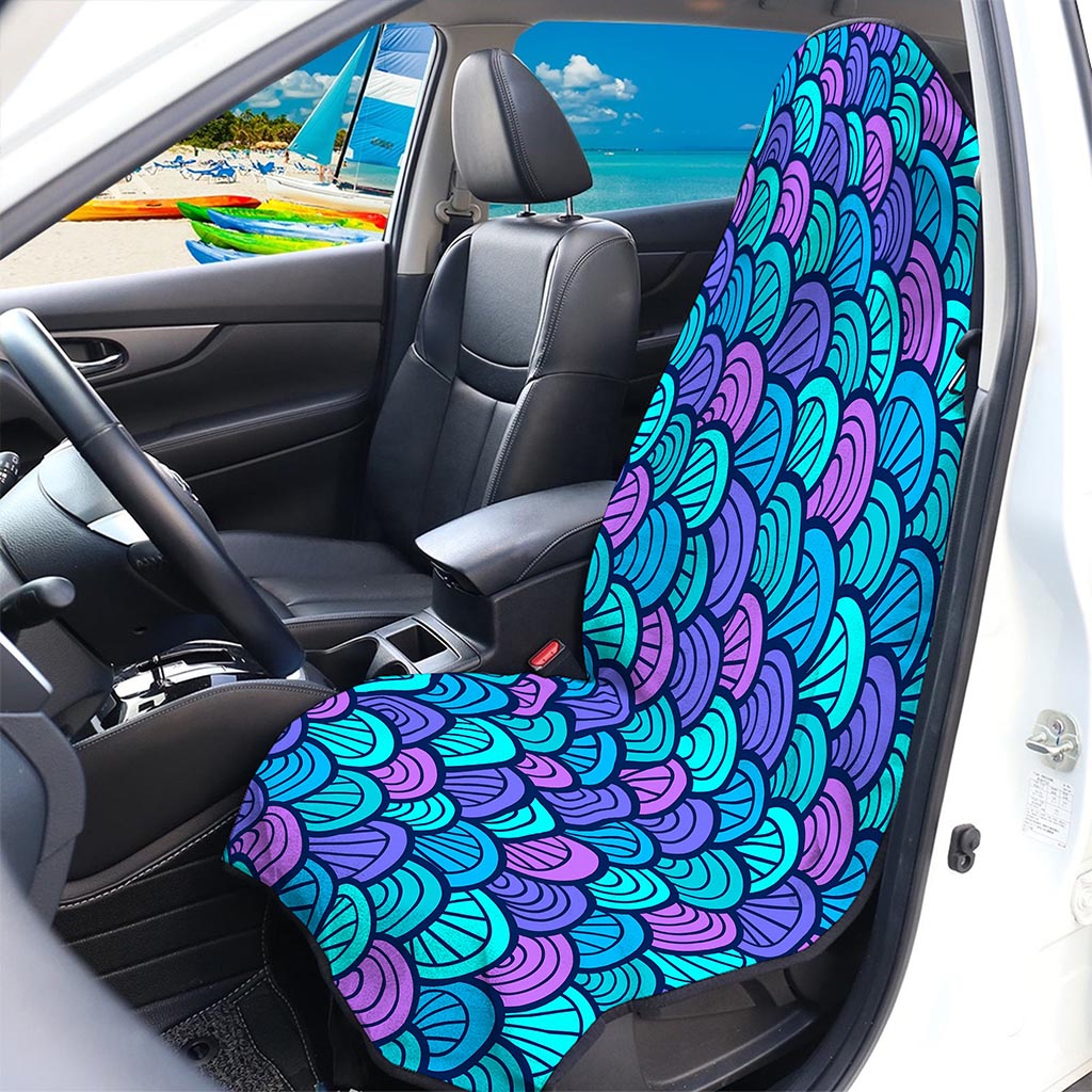 Teal Pink Mermaid Scales Pattern Print Waterproof Car Seat Cover