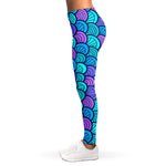 Teal Pink Mermaid Scales Pattern Print Women's Leggings
