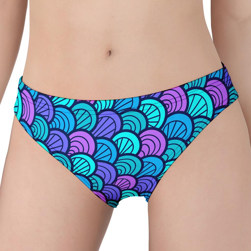 Teal Pink Mermaid Scales Pattern Print Women's Panties