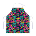 Teal Pink Sugar Skull Pattern Print Adjustable Apron